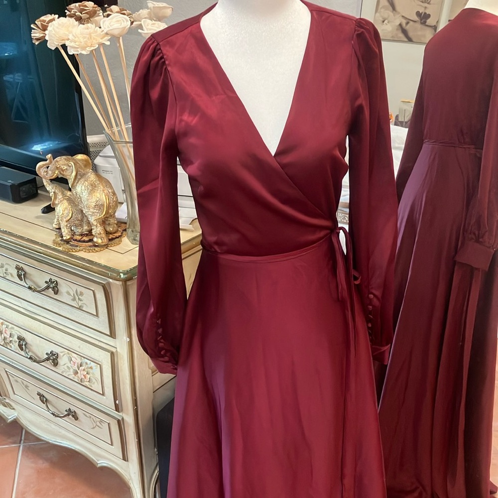 NWOT Eternal Amore Burgundy Wrap Gown